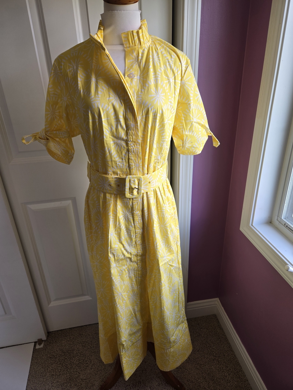 NWT Holly Shae Design Janice Dean Midi Dress Yellow Sunburst Small / Medium